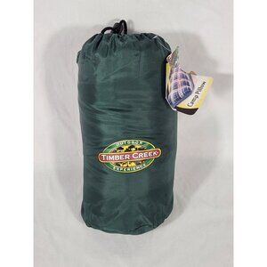 NOS Timber Creek  Outdoor Camping Pillow Green Flannel & Nylon w bag NWT 17 X 10